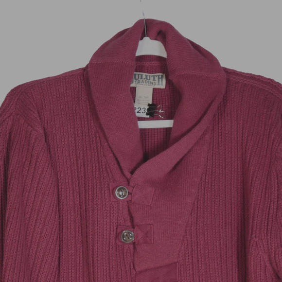 Duluth Trading Maroon Brown Sweater Mens XL Tall XLT Heavyweight Cotton Wool - Picture 4 of 9